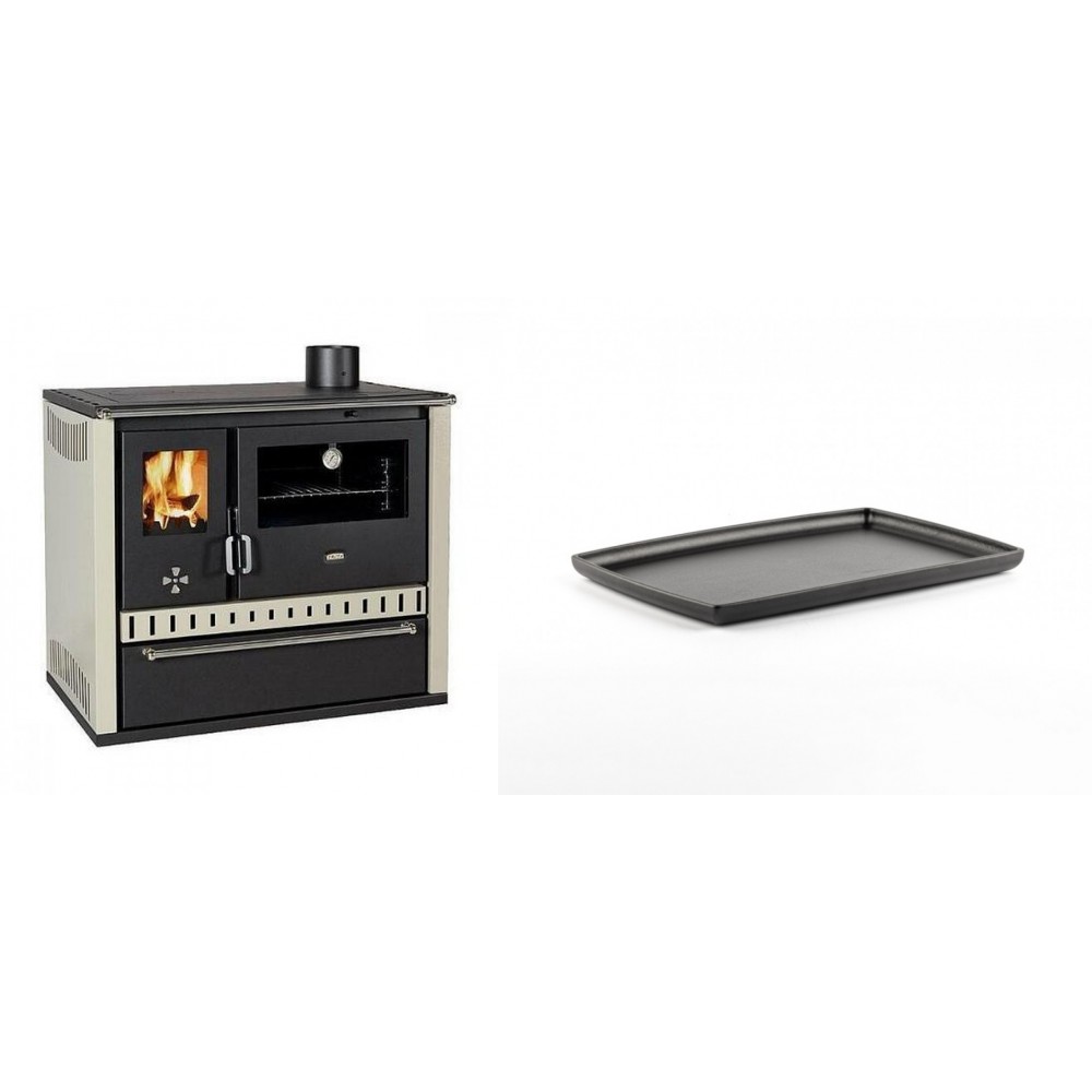 Set Küchenofen / Küchenhexe Prity GT, mit Schublade, Leistung 15 kW + Rechteckige Servierplatte aus Gusseisen Solagio, 21x31cm | Kaminofen - Holzofen mit Backfach | Kaminofen |