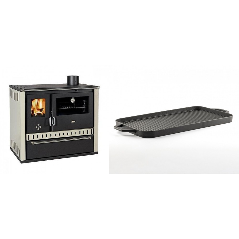 Set Küchenofen / Küchenhexe Prity GT, mit Schublade, Leistung 15 kW + Große Grillplatte aus Gusseisen Solagio, 25x44cm