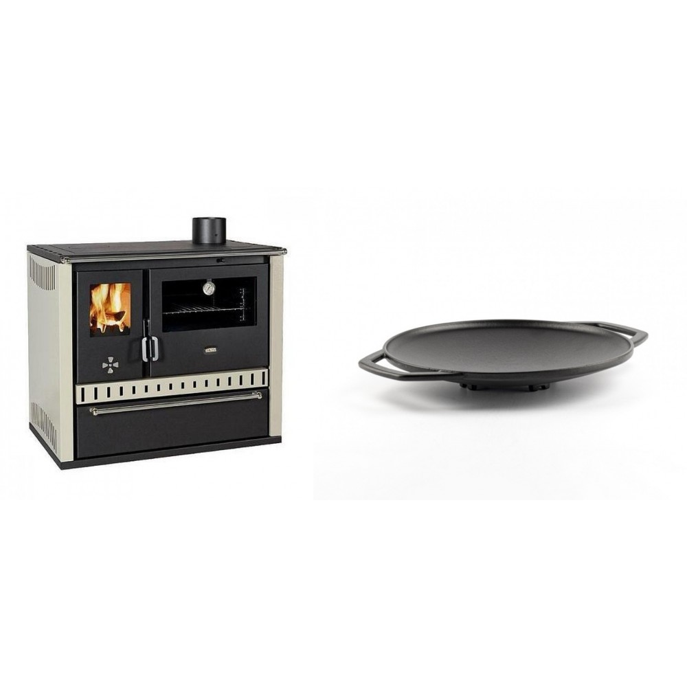 Set Küchenofen / Küchenhexe Prity GT, mit Schublade, Leistung 15 kW + Backplatte aus Gusseisen Solagio, Ф28cm