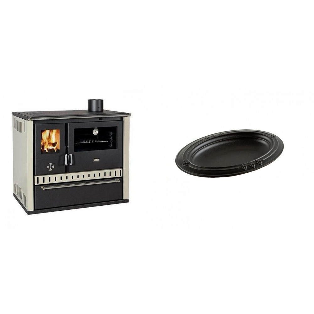 Set Küchenofen / Küchenhexe Prity GT, mit Schublade, Leistung 15 kW + Gusseiserne auflaufform Solagio oval, 25x33cm