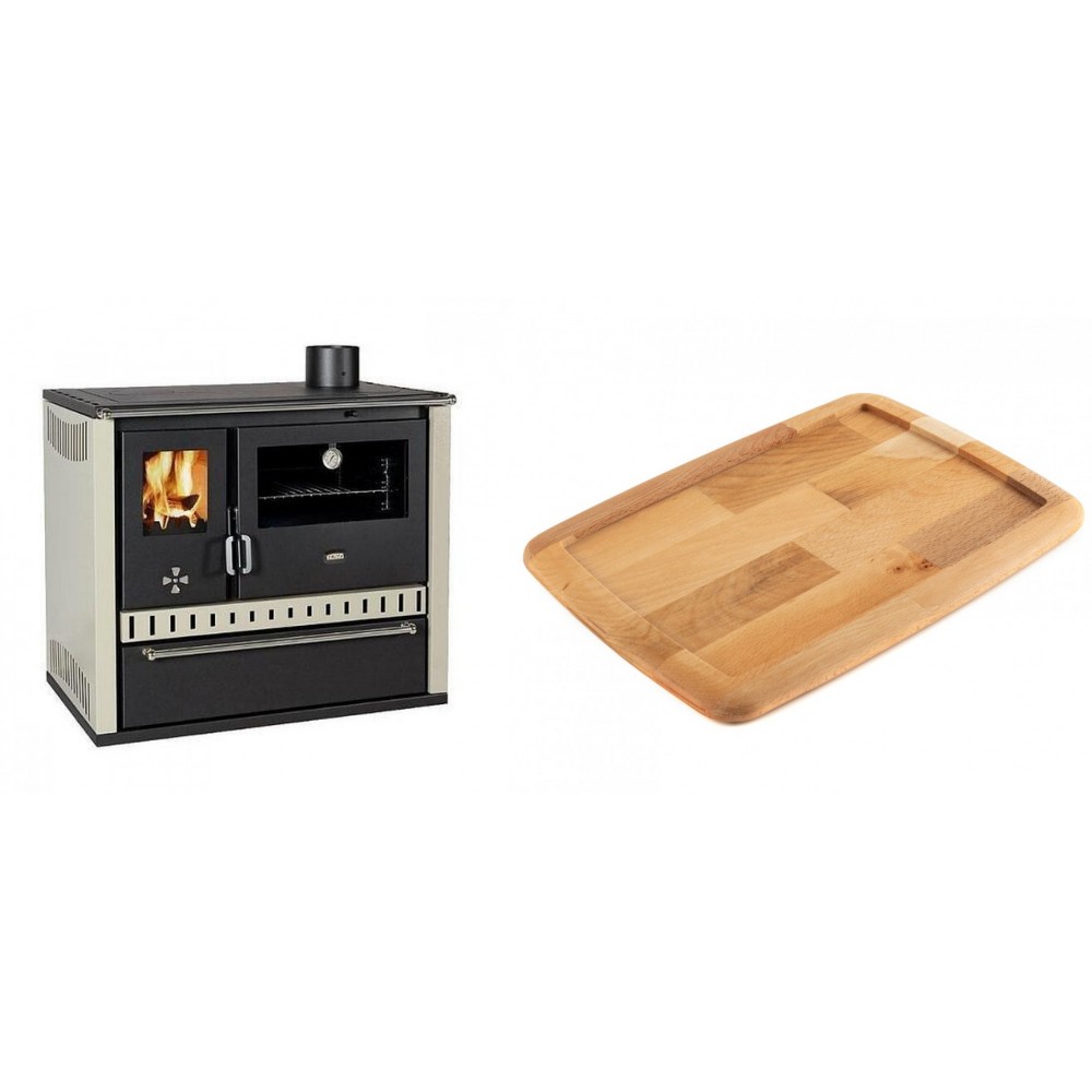 Set Küchenofen / Küchenhexe Prity GT, mit Schublade, Leistung 15 kW + Holz untersetzer für gusseisenplatte Solagio HSST2131 | Kaminofen - Holzofen mit Backfach | Kaminofen |