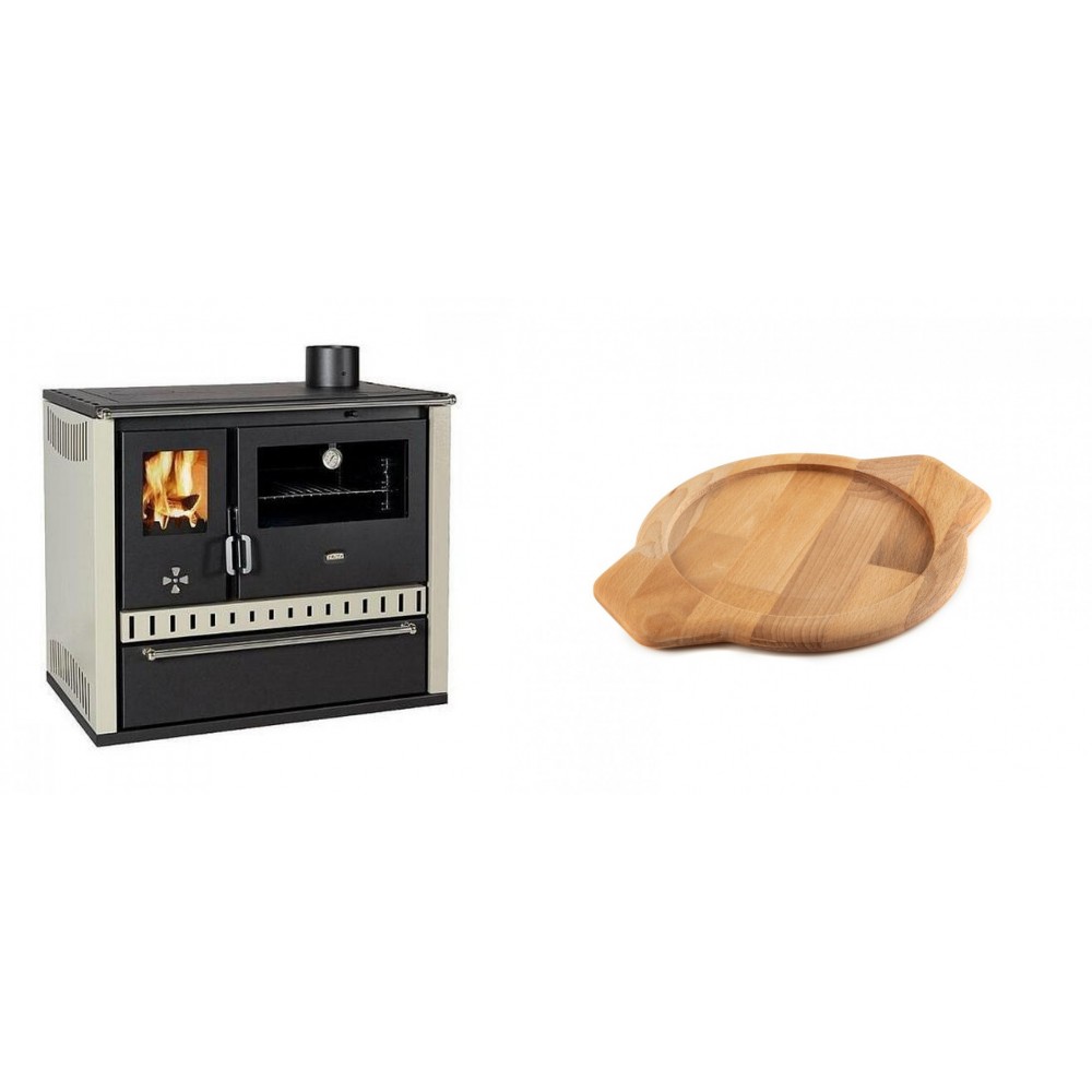 Set Küchenofen / Küchenhexe Prity GT, mit Schublade, Leistung 15 kW + Holz untersetzer für gusseisenschüssel Solagio HSYKTV22