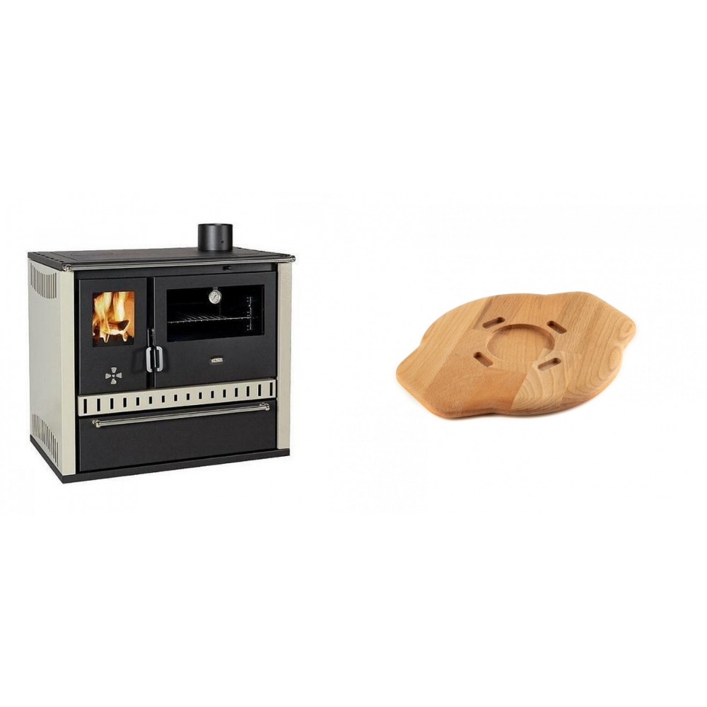 Set Küchenofen / Küchenhexe Prity GT, mit Schublade, Leistung 15 kW + Holz untersetzer für gusseisenplatte Solagio HSYSAK20