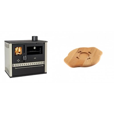Set Küchenofen / Küchenhexe Prity GT, mit Schublade, Leistung 15 kW + Holz untersetzer für gusseisenplatte Solagio HSYSAK20 - Kaminofen - Holzofen mit Backfach