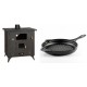 Set Küchenofen / Küchenhexe Prity mit Backofen und Kochplatte, Modell 1P50R, Leistung 14 kW, Füße + Emaillierte grillpfanne Gusseisen Solagio, Black Onyx, Ф28cm | Kaminofen - Holzofen mit Backfach | Prity |