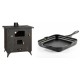 Set Küchenofen / Küchenhexe Prity mit Backofen und Kochplatte, Modell 1P50R, Leistung 14 kW, Füße + Emaillierte Gusseisenpfanne Solagio, Black Onyx, 28x28cm | Kaminofen - Holzofen mit Backfach | Prity |
