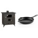 Set Küchenofen / Küchenhexe Prity mit Backofen und Kochplatte, Modell 1P50R, Leistung 14 kW, Füße + Emaillierte Gusseisenpfanne Solagio, Black Onyx, Ф28cm | Kaminofen - Holzofen mit Backfach | Prity |