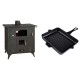 Set Küchenofen / Küchenhexe Prity mit Backofen und Kochplatte, Modell 1P50R, Leistung 14 kW, Füße + Emaillierte grillpfanne Gusseisen Solagio, Black Onyx, 26x32cm | Kaminofen - Holzofen mit Backfach | Prity |