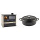 Set Küchenofen / Küchenhexe Prity GT, mit Edelstahl-Backofen und Schublade, 15 kW + Gusseisen Topf Flach Solagio, Black Onyx, Ф28 | Kaminofen - Holzofen mit Backfach | Kaminofen |