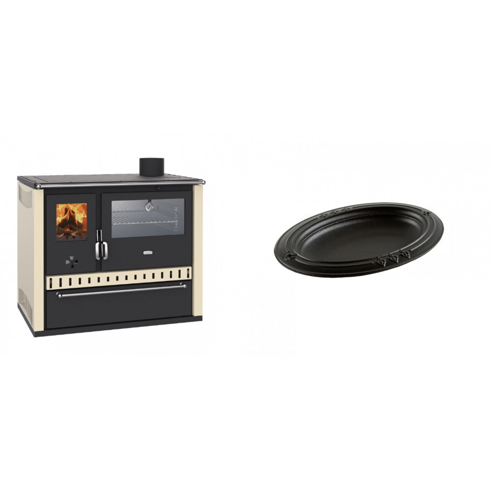 Set Küchenofen / Küchenhexe Prity GT, mit Edelstahl-Backofen und Schublade, 15 kW + Gusseiserne auflaufform Solagio oval, 25x33cm