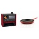 Set Küchenofen / Küchenhexe Prity GT Rot, mit Edelstahl-Backofen, Leistung 15 kW + Emaillierte grillpfanne Gusseisen Solagio, Rubin, Ф24cm | Kaminofen - Holzofen mit Backfach | Kaminofen |