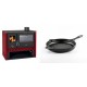 Set Küchenofen / Küchenhexe Prity GT Rot, mit Edelstahl-Backofen, Leistung 15 kW + Emaillierte grillpfanne Gusseisen Solagio, Black Onyx, Ф24cm | Kaminofen - Holzofen mit Backfach | Kaminofen |