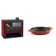 Set Küchenofen / Küchenhexe Prity GT Rot, mit Edelstahl-Backofen, Leistung 15 kW + Emaillierte gusseisenpfanne mit zwei Griffen Solagio, Rubin, Ф19cm | Kaminofen - Holzofen mit Backfach | Kaminofen |