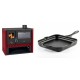 Set Küchenofen / Küchenhexe Prity GT Rot, mit Edelstahl-Backofen, Leistung 15 kW + Emaillierte Gusseisenpfanne Solagio, Black Onyx, 28x28cm | Kaminofen - Holzofen mit Backfach | Kaminofen |