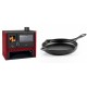 Set Küchenofen / Küchenhexe Prity GT Rot, mit Edelstahl-Backofen, Leistung 15 kW + Emaillierte Gusseisenpfanne Solagio, Black Onyx, Ф28cm | Kaminofen - Holzofen mit Backfach | Kaminofen |
