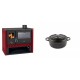 Set Küchenofen / Küchenhexe Prity GT Rot, mit Edelstahl-Backofen, Leistung 15 kW + Gusseisen Topf Tiefer Solagio, Black Onyx, Ф12 | Kaminofen - Holzofen mit Backfach | Kaminofen |