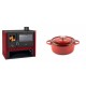 Set Küchenofen / Küchenhexe Prity GT Rot, mit Edelstahl-Backofen, Leistung 15 kW + Gusseisen Topf Tiefer Solagio, Rubin, Ф20 | Kaminofen - Holzofen mit Backfach | Kaminofen |