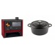 Set Küchenofen / Küchenhexe Prity GT Rot, mit Edelstahl-Backofen, Leistung 15 kW + Gusseisen Topf Tiefer Solagio, Black Onyx, Ф24 | Kaminofen - Holzofen mit Backfach | Kaminofen |