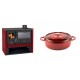 Set Küchenofen / Küchenhexe Prity GT Rot, mit Edelstahl-Backofen, Leistung 15 kW + Gusseisen Topf Flach Solagio, Rubin, Ф26 | Kaminofen - Holzofen mit Backfach | Kaminofen |