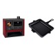 Set Küchenofen / Küchenhexe Prity GT Rot, Leistung 15 kW + Emaillierte grillpfanne Gusseisen Solagio, Black Onyx, 26x32cm | Kaminofen - Holzofen mit Backfach | Kaminofen |
