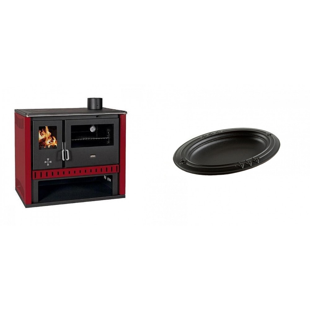 Set Küchenofen / Küchenhexe Prity GT Rot, Leistung 15 kW + Gusseiserne auflaufform Solagio oval, 25x33cm