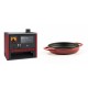 Set Küchenofen / Küchenhexe Prity GT Rot, mit Edelstahl-Backofen und Glaskeramik-Kochfeld, 15 kW + Emaillierte gusseisenpfanne mit zwei Griffen Solagio, Rubin, Ф19cm | Kaminofen - Holzofen mit Backfach | Kaminofen |
