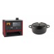 Set Küchenofen / Küchenhexe Prity GT Rot, mit Edelstahl-Backofen und Glaskeramik-Kochfeld, 15 kW + Gusseisen Topf Tiefer Solagio, Black Onyx, Ф20 | Kaminofen - Holzofen mit Backfach | Kaminofen |
