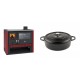 Set Küchenofen / Küchenhexe Prity GT Rot, mit Edelstahl-Backofen und Glaskeramik-Kochfeld, 15 kW + Gusseisen Topf Flach Solagio, Black Onyx, Ф26 | Kaminofen - Holzofen mit Backfach | Kaminofen |