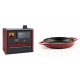 Set Küchenofen / Küchenhexe Prity GT Rot, mit Edelstahl-Backofen, Glaskeramik-Kochfeld und Schublade, 15 kW + Emaillierte gusseisenpfanne mit zwei Griffen Solagio, Rubin, Ф22cm | Kaminofen - Holzofen mit Backfach | Kaminofen |