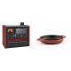 Set Küchenofen / Küchenhexe Prity GT Rot, mit Edelstahl-Backofen, Glaskeramik-Kochfeld und Schublade, 15 kW + Emaillierte gusseisenpfanne mit zwei Griffen Solagio, Rubin, Ф16cm | Kaminofen - Holzofen mit Backfach | Kaminofen |