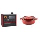 Set Küchenofen / Küchenhexe Prity GT Rot, mit Edelstahl-Backofen, Glaskeramik-Kochfeld und Schublade, 15 kW + Gusseisen Topf Flach Solagio, Rubin, Ф26 | Kaminofen - Holzofen mit Backfach | Kaminofen |