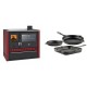 Set Küchenofen / Küchenhexe Prity GT Rot, mit Edelstahl-Backofen, Glaskeramik-Kochfeld und Schublade, 15 kW + Gusseisen Topf Set aus 3 teilen Solagio, Black Onyx | Kaminofen - Holzofen mit Backfach | Kaminofen |