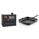 Set Küchenofen / Küchenhexe Wasserführend Prity GT W10, mit Edelstahl-Backofen, Glaskeramik-Kochfeld und Schublade, 13.3 kW + Emaillierte Gusseisenpfanne Solagio, Black Onyx, 28x28cm | Kaminofen - Holzofen mit Backfach | Kaminofen |