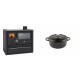 Set Küchenofen / Küchenhexe Wasserführend Prity GT W10, mit Edelstahl-Backofen, Glaskeramik-Kochfeld und Schublade, 13.3 kW + Gusseisen Topf Tiefer Solagio, Black Onyx, Ф12 | Kaminofen - Holzofen mit Backfach | Kaminofen |