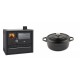 Set Küchenofen / Küchenhexe Wasserführend Prity GT W10, mit Edelstahl-Backofen, Glaskeramik-Kochfeld und Schublade, 13.3 kW + Gusseisen Topf Tiefer Solagio, Black Onyx, Ф20 | Kaminofen - Holzofen mit Backfach | Kaminofen |