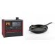 Set Küchenofen / Küchenhexe Wasserführend Prity GT W10 Rot, mit Edelstahl-Backofen, Glaskeramik-Kochfeld und Schublade, 13.3 kW + Emaillierte grillpfanne Gusseisen Solagio, Black Onyx, Ф24cm | Kaminofen - Holzofen mit Backfach | Kaminofen |