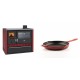 Set Küchenofen / Küchenhexe Wasserführend Prity GT W10 Rot, mit Edelstahl-Backofen, Glaskeramik-Kochfeld und Schublade, 13.3 kW + Emaillierte Gusseisenpfanne Solagio, Rubin, Ф24cm | Kaminofen - Holzofen mit Backfach | Kaminofen |
