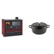 Set Küchenofen / Küchenhexe Wasserführend Prity GT W10 Rot, mit Edelstahl-Backofen, Glaskeramik-Kochfeld und Schublade, 13.3 kW + Gusseisen Topf Tiefer Solagio, Black Onyx, Ф20 | Kaminofen - Holzofen mit Backfach | Kaminofen |