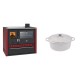 Set Küchenofen / Küchenhexe Wasserführend Prity GT W10 Rot, mit Edelstahl-Backofen, Glaskeramik-Kochfeld und Schublade, 13.3 kW + Gusseisen Topf Tiefer Solagio, Ivory, Ф20 | Kaminofen - Holzofen mit Backfach | Kaminofen |