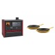 Set Küchenofen / Küchenhexe Wasserführend Prity GT W10 Rot, mit Edelstahl-Backofen, Glaskeramik-Kochfeld und Schublade, 13.3 kW + Gusseisen Topf Set aus 2 teilen Solagio, Dijon | Kaminofen - Holzofen mit Backfach | Kaminofen |