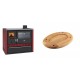 Set Küchenofen / Küchenhexe Wasserführend Prity GT W10 Rot, mit Edelstahl-Backofen, Glaskeramik-Kochfeld und Schublade, 13.3 kW + Holz untersetzer für ovale platte Solagio HSOISK2533, 25x33cm | Kaminofen - Holzofen mit Backfach | Kaminofen |