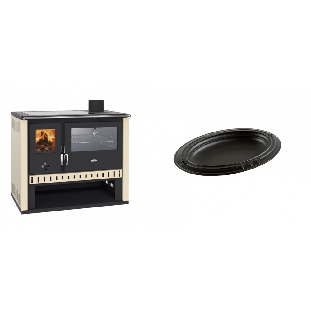 Set Küchenofen / Küchenhexe Prity GT, mit Edelstahlbackofen und Glaskeramikkochfeld, Leistung 15 kW + Gusseiserne auflaufform Solagio oval, 25x33cm