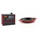 Set Küchenofen / Küchenhexe Prity GT Rot, mit Edelstahl-Backofen und Schublade, 15 kW + Emaillierte gusseisenpfanne mit zwei Griffen Solagio, Rubin, Ф22cm | Kaminofen - Holzofen mit Backfach | Kaminofen |