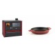 Set Küchenofen / Küchenhexe Prity GT Rot, mit Edelstahl-Backofen und Schublade, 15 kW + Emaillierte gusseisenpfanne mit zwei Griffen Solagio, Rubin, Ф16cm | Kaminofen - Holzofen mit Backfach | Kaminofen |