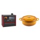 Set Küchenofen / Küchenhexe Wasserführend Prity GT W10 Rot, mit Edelstahl-Backofen, Stahlhobel und Schublade, 13.3 kW + Gusseisen Topf Flach Solagio, Dijon, Ф28 | Kaminofen - Holzofen mit Backfach | Kaminofen |