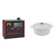 Set Küchenofen / Küchenhexe Wasserführend Prity GT W10 Rot, mit Edelstahl-Backofen, Stahlhobel und Schublade, 13.3 kW + Gusseisen Topf Tiefer Solagio, Ivory, Ф24 | Kaminofen - Holzofen mit Backfach | Kaminofen |