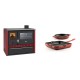 Set Küchenofen / Küchenhexe Wasserführend Prity GT W10 Rot, mit Edelstahl-Backofen, Stahlhobel und Schublade, 13.3 kW + Gusseisen Topf Set aus 2 teilen Solagio, Rubin | Kaminofen - Holzofen mit Backfach | Kaminofen |