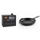 Set Küchenofen / Küchenhexe Wasserführend Prity GT W10, mit Edelstahl-Backofen, Stahlhobel und Schublade, 13.3 kW + Emaillierte grillpfanne Gusseisen Solagio, Black Onyx, Ф28cm | Kaminofen - Holzofen mit Backfach | Kaminofen |