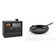 Set Küchenofen / Küchenhexe Wasserführend Prity GT W10, mit Edelstahl-Backofen, Stahlhobel und Schublade, 13.3 kW + Emaillierte grillpfanne Gusseisen Solagio, Black Onyx, Ф24cm | Kaminofen - Holzofen mit Backfach | Kaminofen |