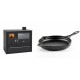 Set Küchenofen / Küchenhexe Wasserführend Prity GT W10, mit Edelstahl-Backofen, Stahlhobel und Schublade, 13.3 kW + Emaillierte Gusseisenpfanne Solagio, Black Onyx, Ф28cm | Kaminofen - Holzofen mit Backfach | Kaminofen |